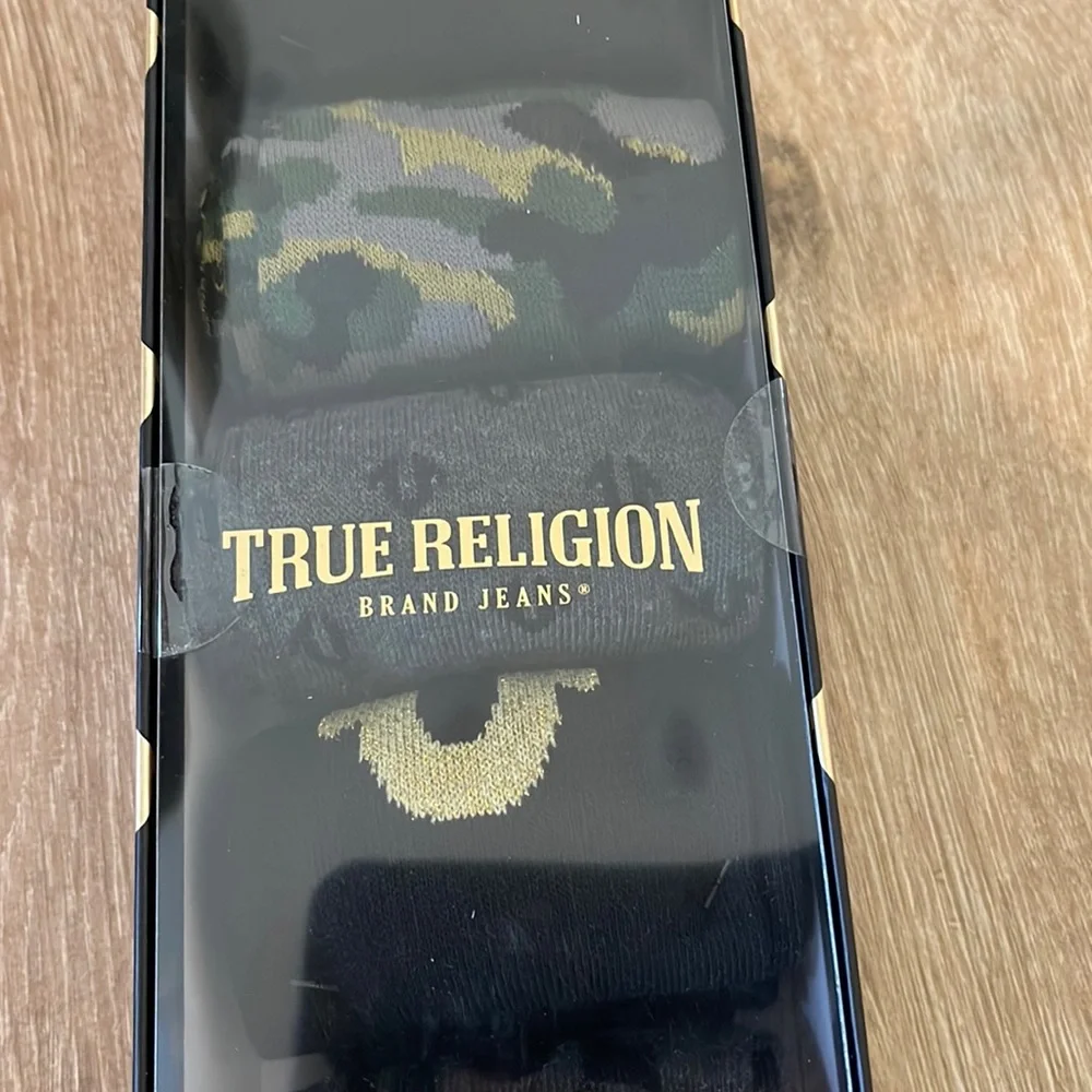 🧦True Religion 7 Pack Crew Socks Shoe Gift Pack Shoe Sz 6 to 12-1/2